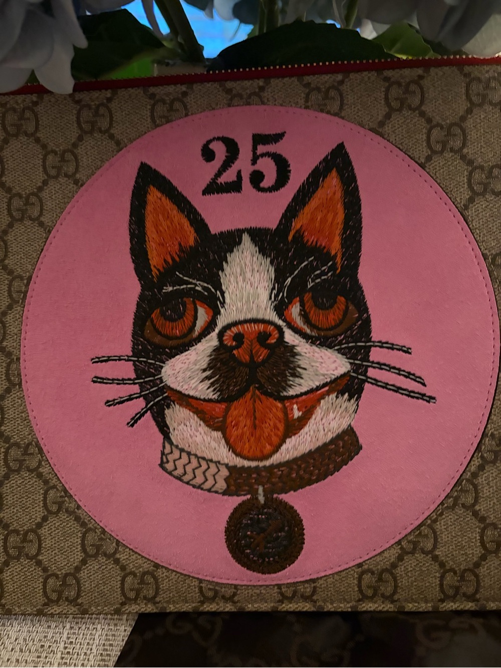 Gucci GG Supreme Bosco (Boston terrier) leather clutch pouch - Picture 2 of 4